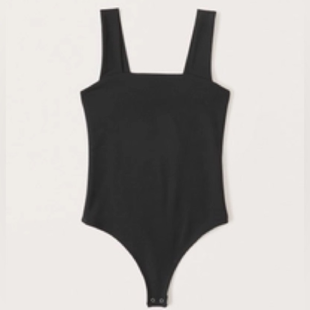 Abercrombie Soft AF Squareneck Bodysuit Black XS Tank Top Thong Slimming x small